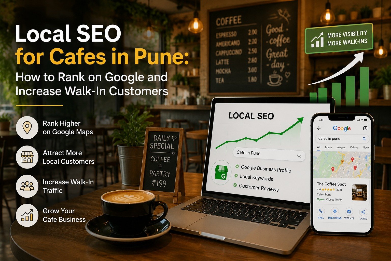 Café SEO in Pune improving Google Maps rankings and increasing walk-in customers using local SEO strategies